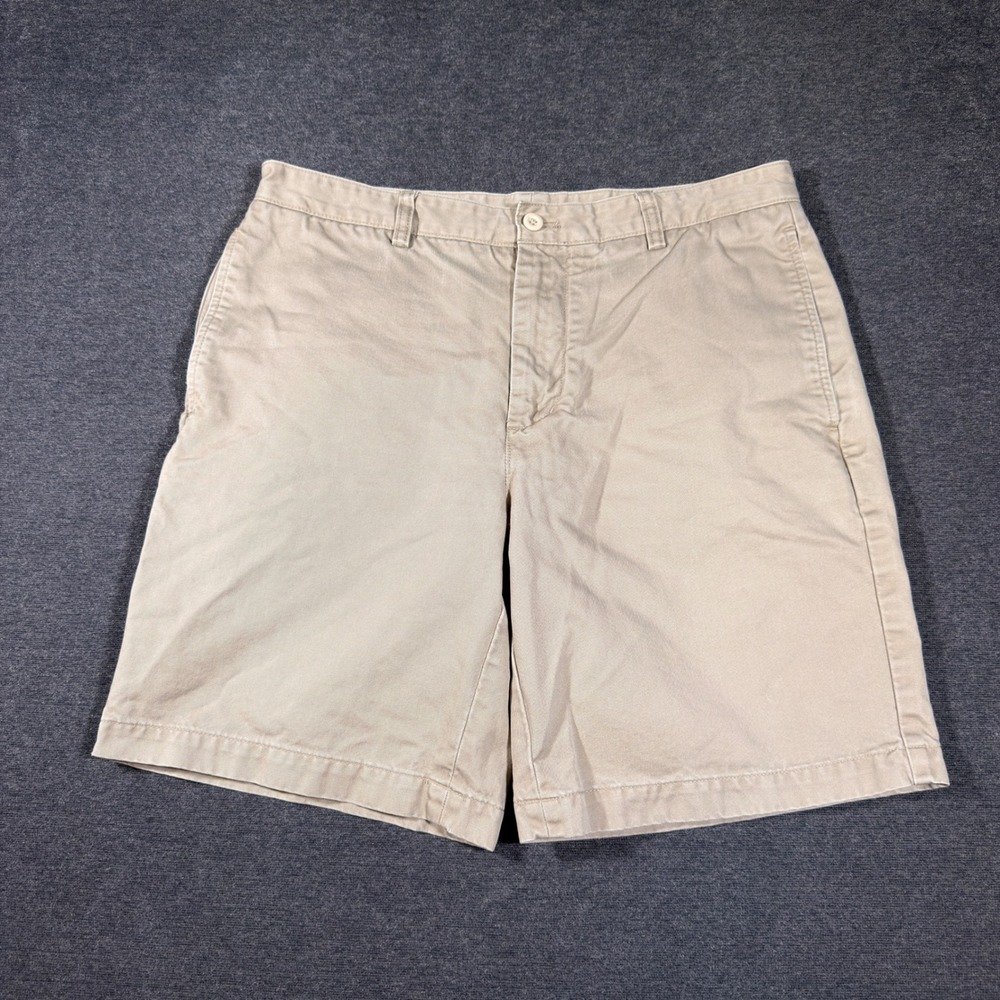 Vineyard Vines Club Short Mens 32 Tan Chino Cotton Twill Flat Front Casual Khaki